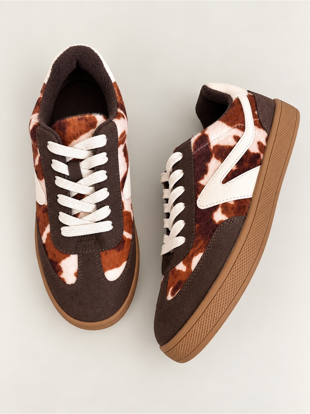 DV DOLCE VITA Voyage A Cow Print Pony Hair Sneakers Brown